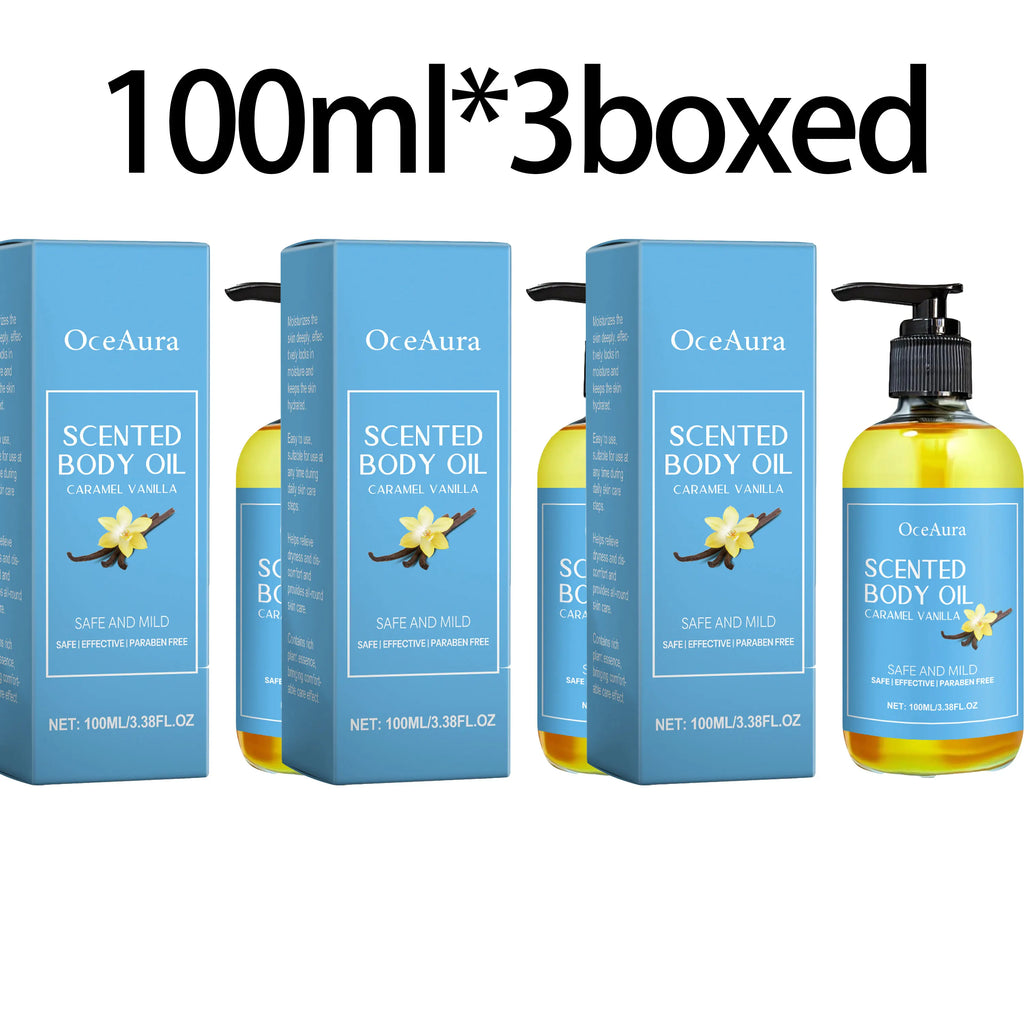 OceAura Caramel Vanilla Body Massage Oil – Moisturizing 100ml Body Massage Oil Zpaxo 100ml X 3boxed