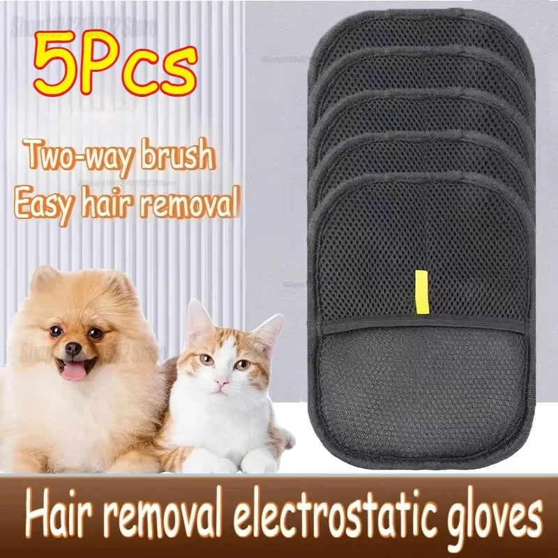 Pet Hair Remover Brush Kitten Hair Remover Gloves Deshedding Brush Glove for Dog Cat Double-Sided Fur Hair Cleaning for Carpet Zpaxo 5PCS