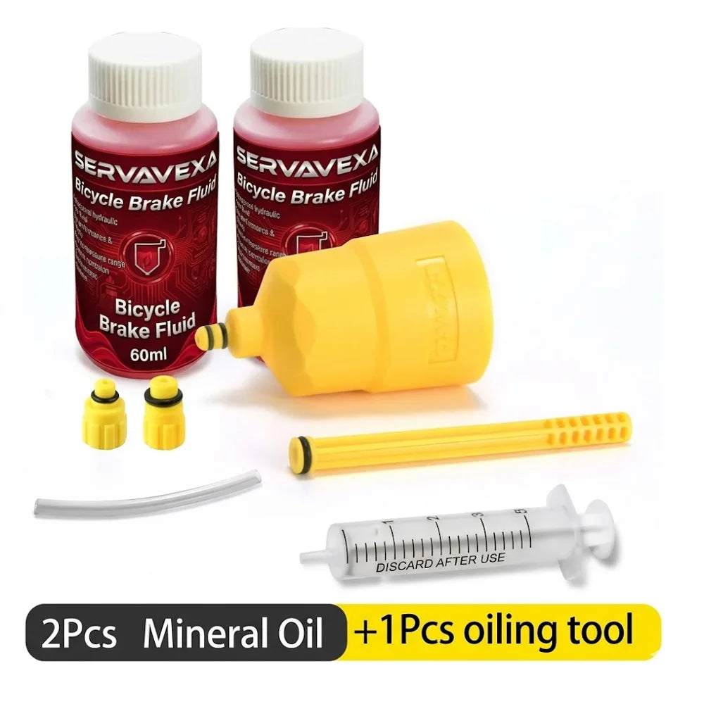 Hydraulic Bike Brake Bleed Kit + 60ml DOT 5.1 & Mineral Brake Oil Fluid, Disc Brake Maintenance Syringe Funnel Tool Set Zpaxo Includes 2 bottles 1