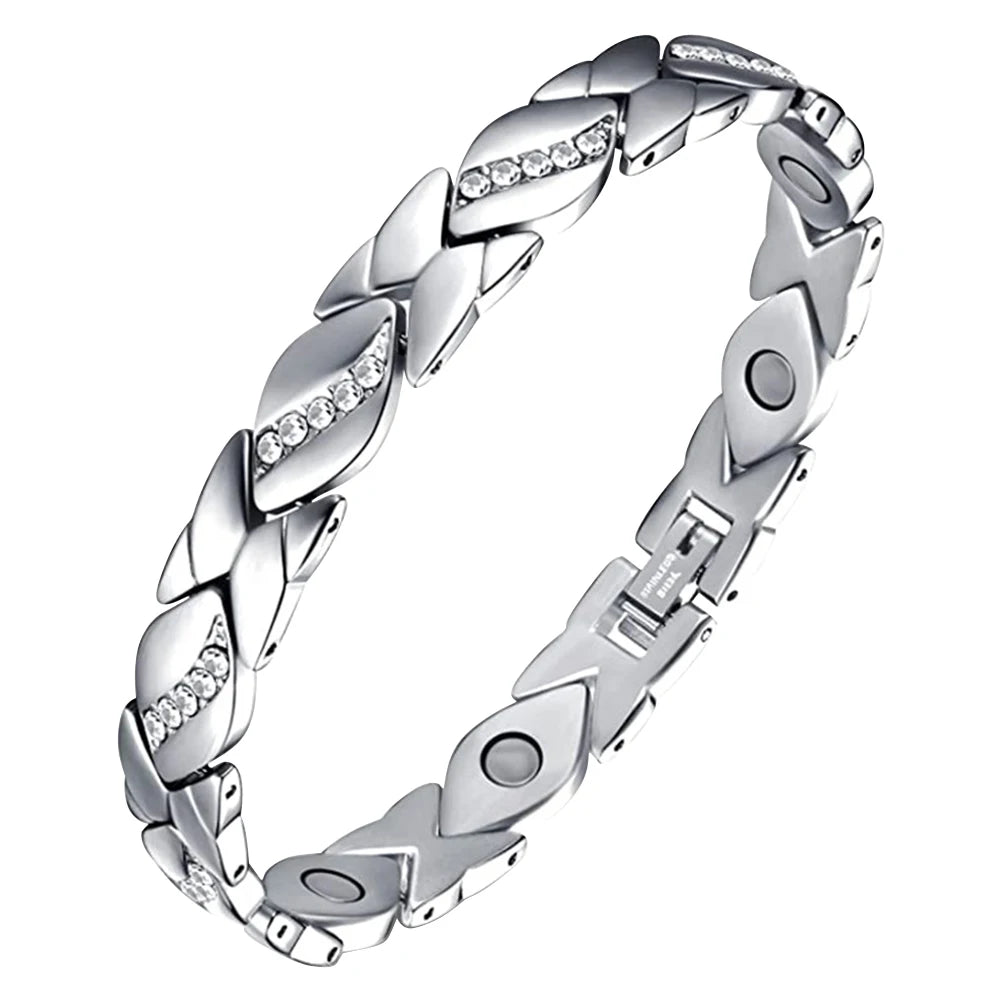 Ultra Magnetic Bracelets with 3500 Gauss Magnets Magnetic Bracelet Pure Copper for Women Men Jewelry Gift Zpaxo Silver