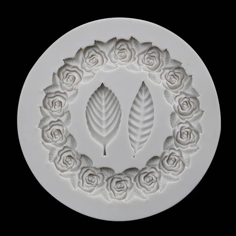 Retro Rosette Leaves Silicone Mold Cake Diy Chocolate Picture Frame
