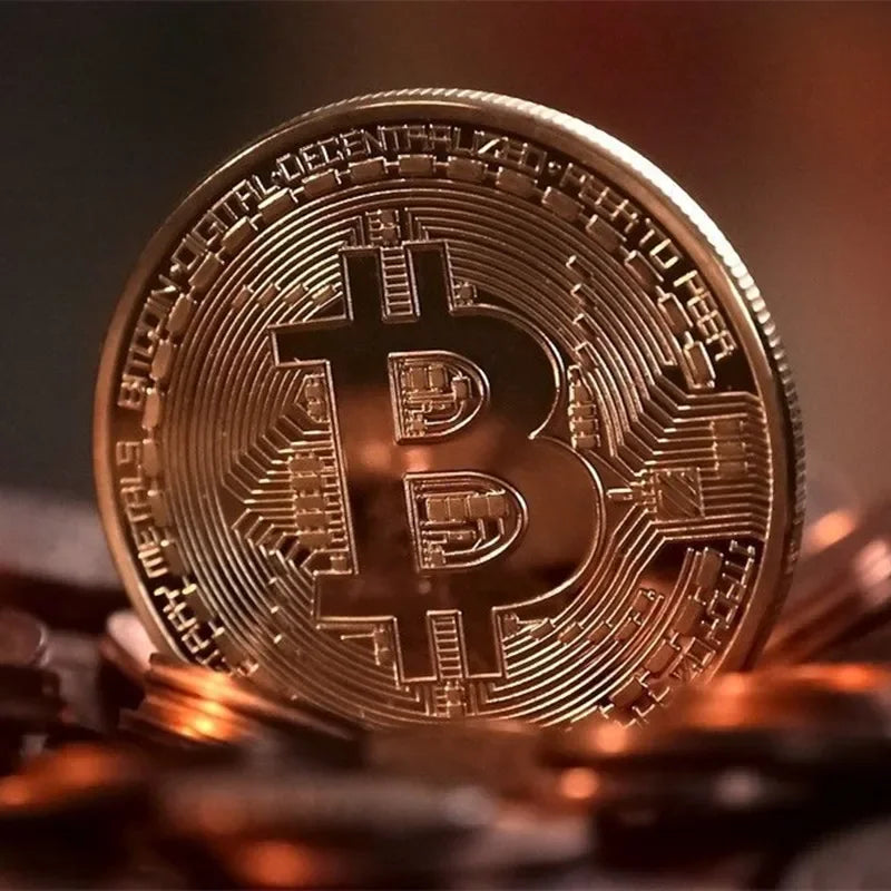 1/5pcsGold Plated Bitcoin Coin Collectible Casascius Bit BTC Art Collection Gift Physical Commemorative Metal Antique Imitation Zpaxo