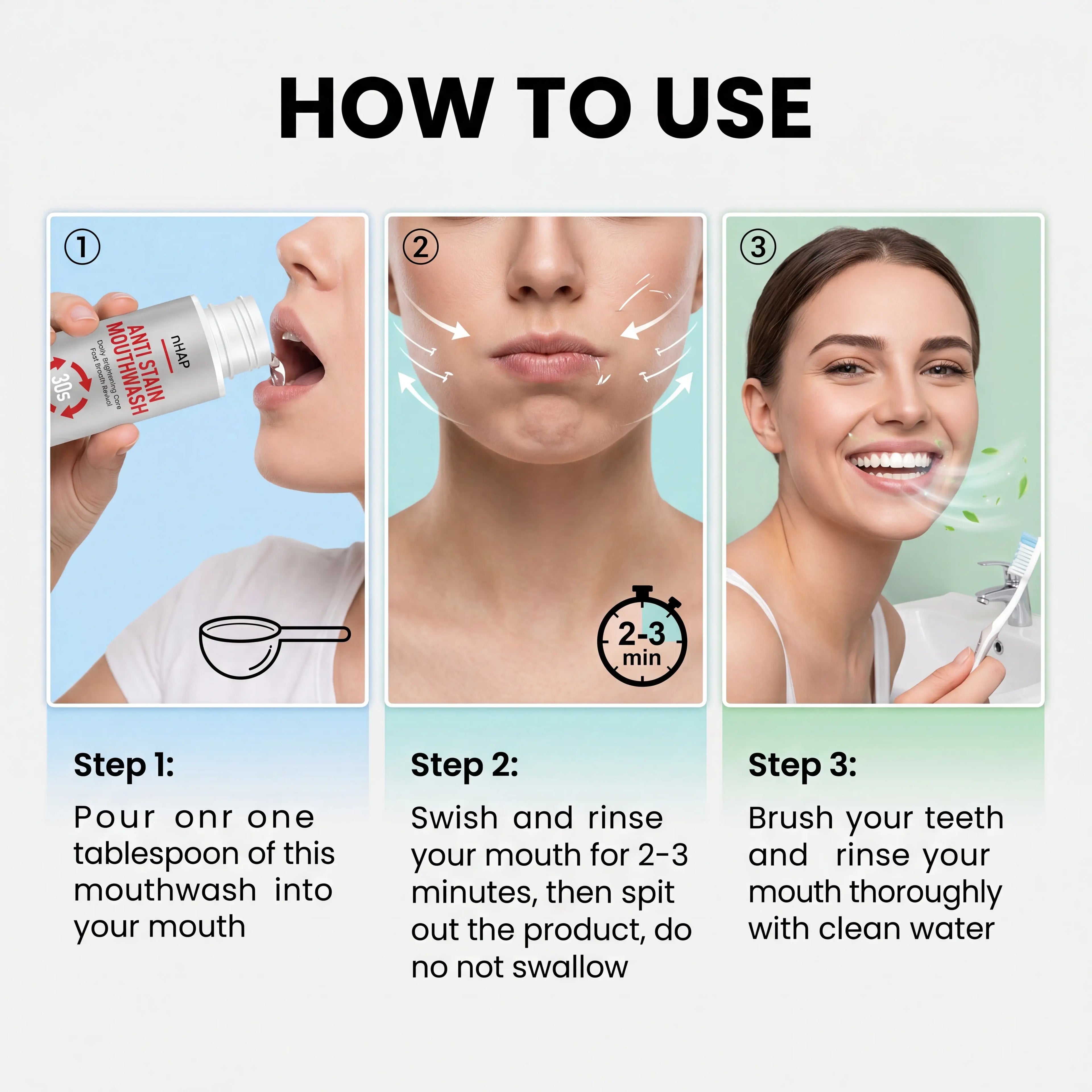 Mild Mint Mouthwash Daily Oral Cleaning Liquid Sensitive Gum Care Refreshing Breath Stain Control Mouth Wash Bottle 237ml Zpaxo