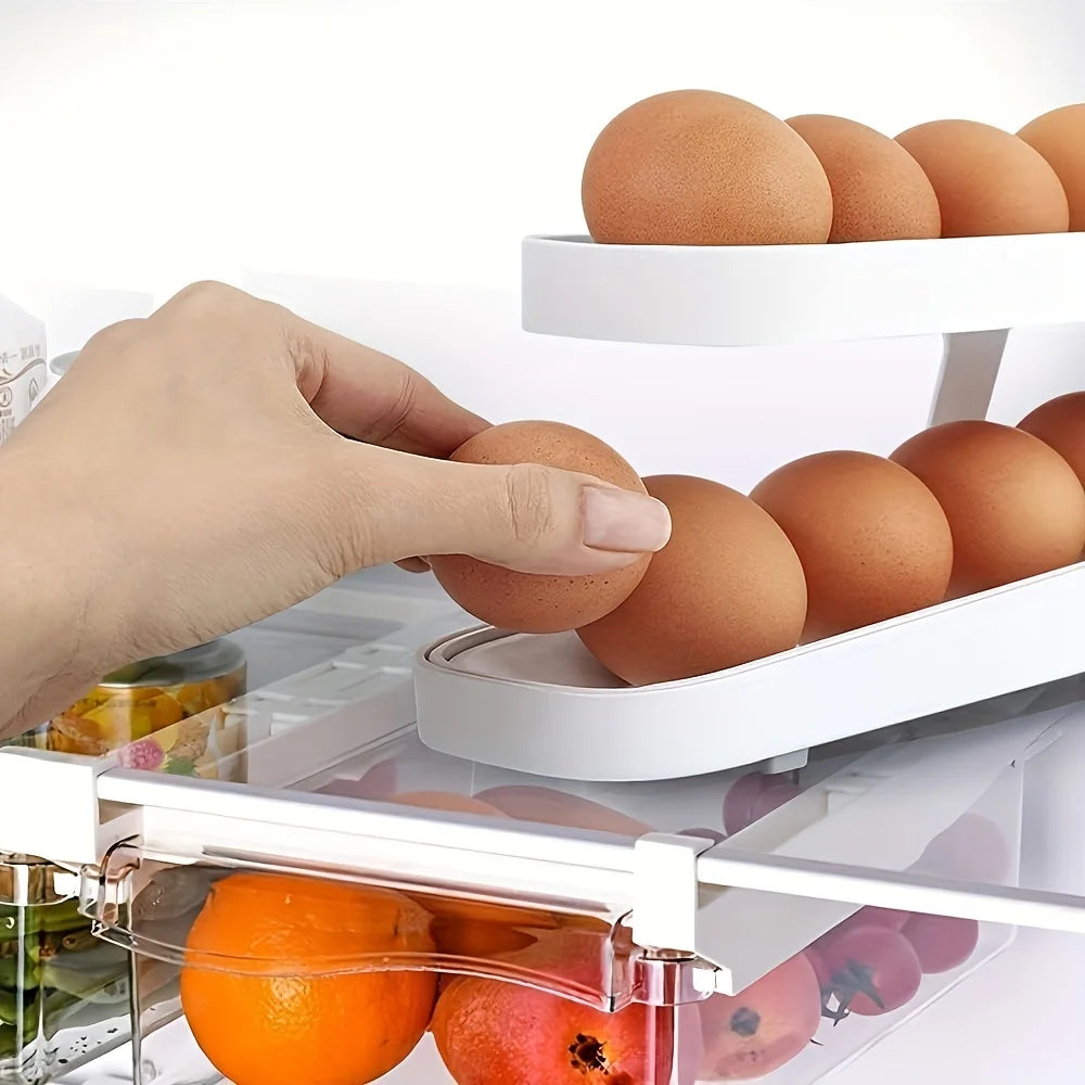 2-Pack Automatic Egg Roller Organizer – Fridge & Countertop Egg Roller Organizer Zpaxo