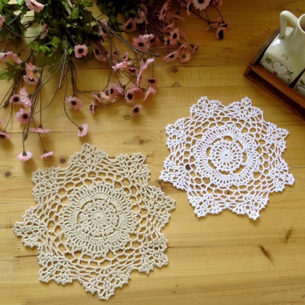 Round Hand Crocheted Cotton Doily – Vintage Lace Placemat