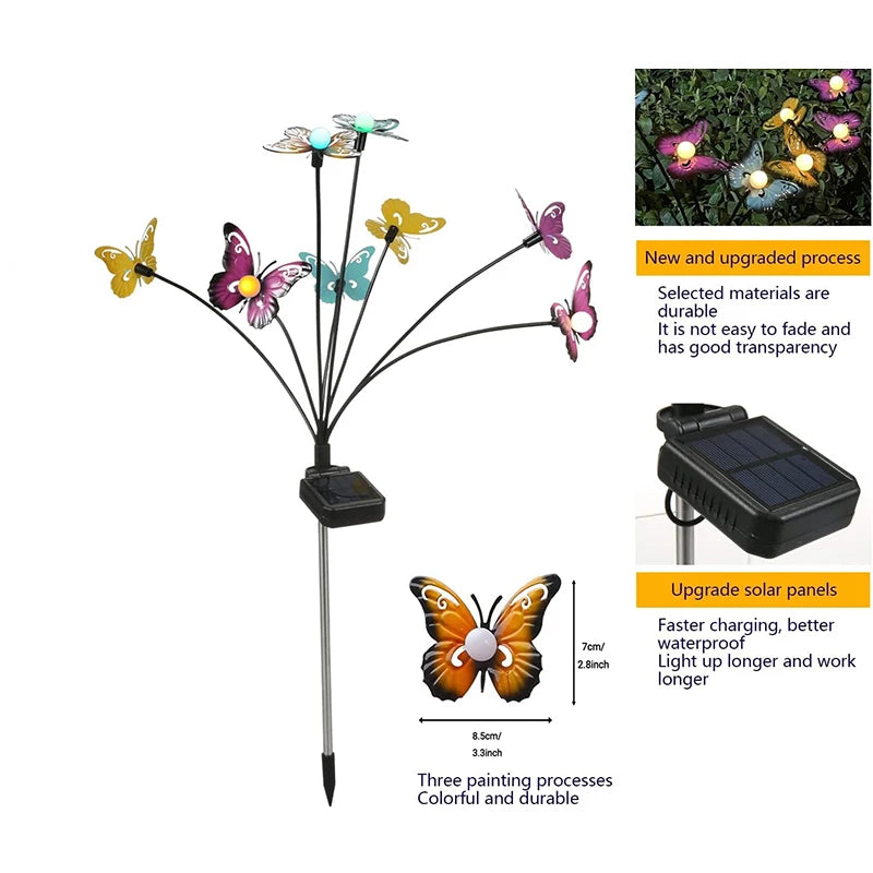 Solar Butterfly Lights Outdoor LED Firefly Light Waterproof Patio Zpaxo