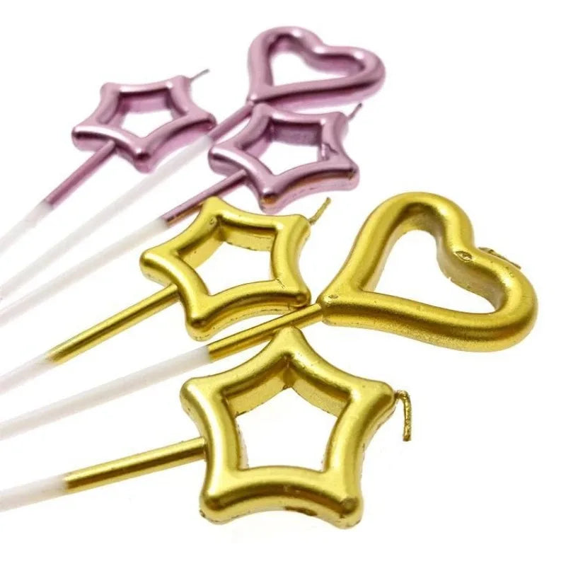 3-Piece Heart Star Candle Wedding Birthday Cake Decorative Candles