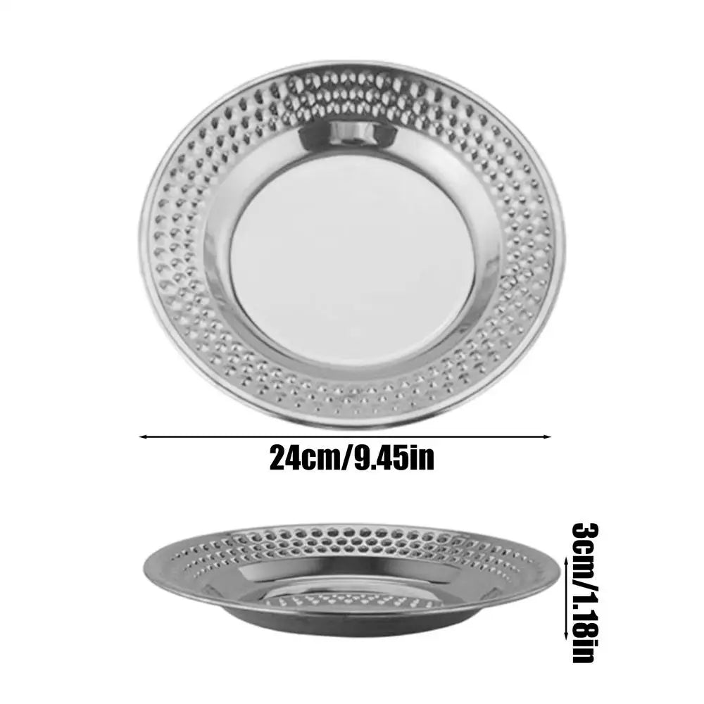 Stainless Steel Dinner Plates Hammered Finish Unbreakable Stackable Zpaxo Silver