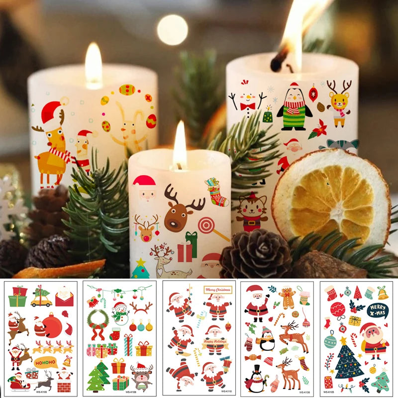 Christmas Gift Festival Tattoo Sticker Animals Tattoo for people on Face Body Arm Tattoos Party Makeup Decoration Zpaxo