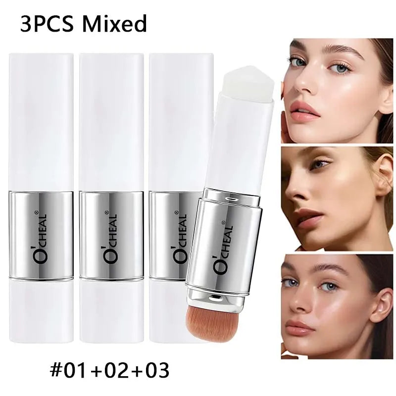 2-in-1 Temperature Changing Foundation Stick Face Concealer Coverage Pores Double-Headed Facial Matte Foundation Cream Makeup Zpaxo 3Pcs Mixed