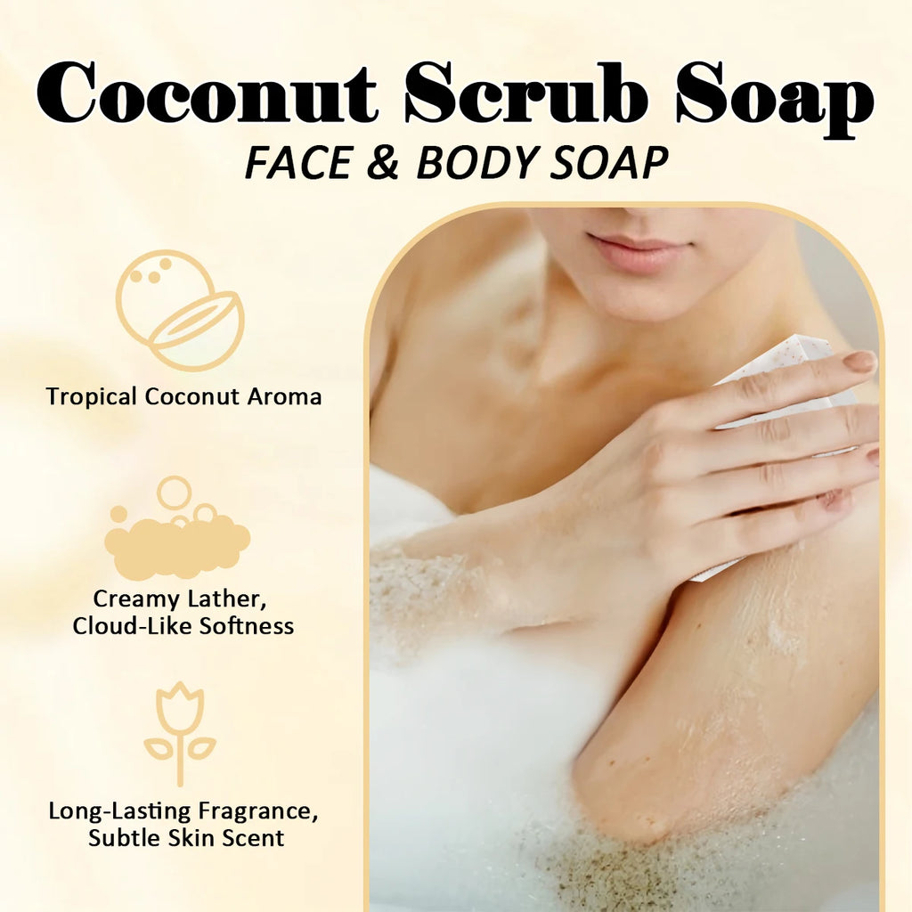 Coconut Scrub Soap – Handmade Exfoliating Face & Body Bar Exfoliating Bar Soap Zpaxo