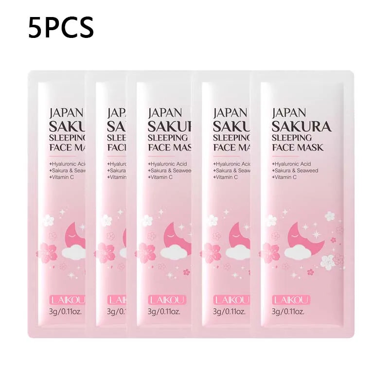 1 Moisturizing Facial Mask Sakura Snail Seaweed Face Sleeping Cream Zpaxo Sakura 5Pcs