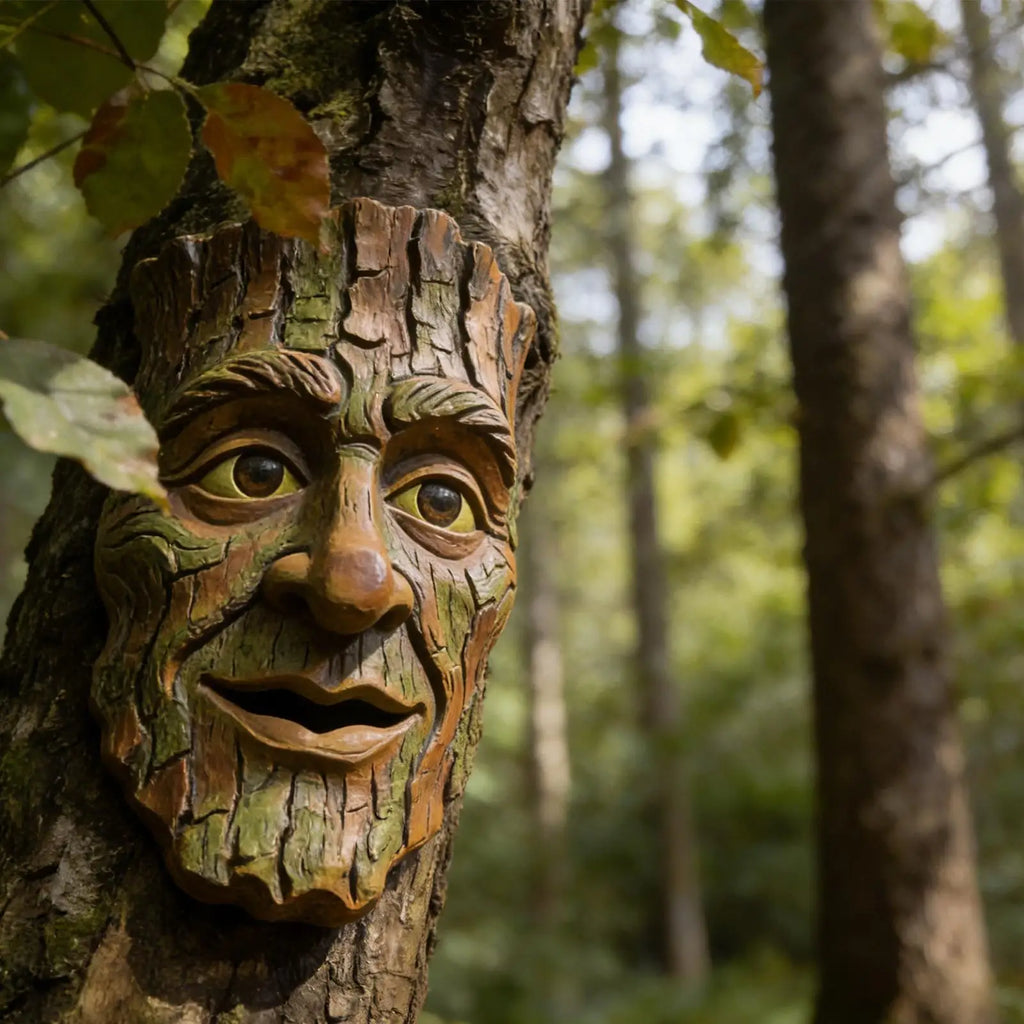 Tree Faces Decor Outdoor Resin Old Man Face Statue Yard Art Garden