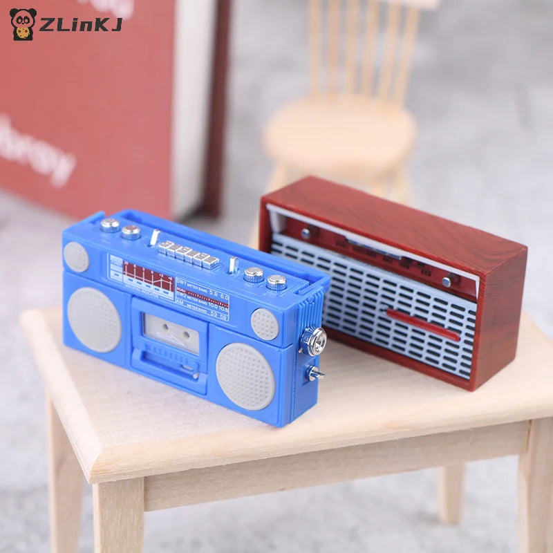 ▶1/12 Doll House Cute Miniature Radio Mini Recorder Model Dollhouse Furniture Decoration Accessories Toys for Collectors Zpaxo