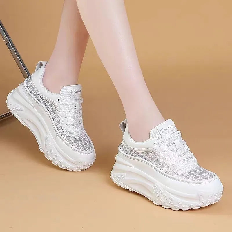 2023 Air Mesh Fashion Leather Comfy Breathable Shoes Chunky Sneaker Zpaxo