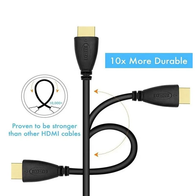 Slim HDTV Cable OD4 Black PVC Ultra Soft Thin Cord Wire Supports Zpaxo