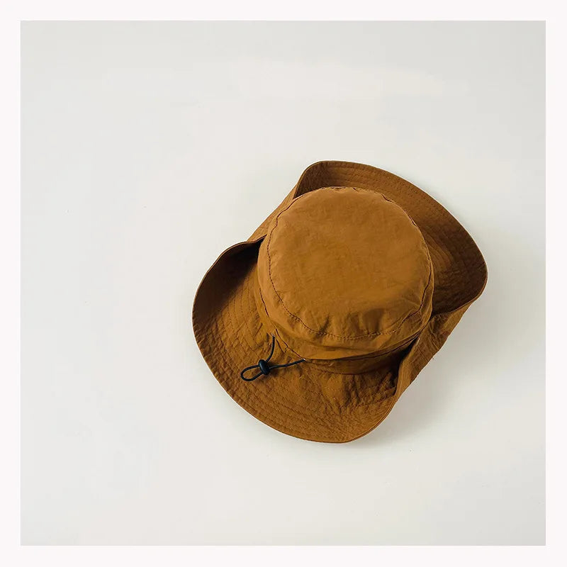 Big brimmed children's fisherman hat men's and women's breathable sun protection outdoor camping fishing western cowboy hat Zpaxo caramel