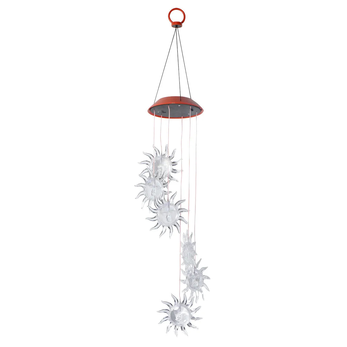 Solar Powered Wind Chime Light with 6 Sun Shaped Lights Outdoor Hanging Garden Light for Patio Courtyard Yard Bedroom Auto Dusk Zpaxo Default Title