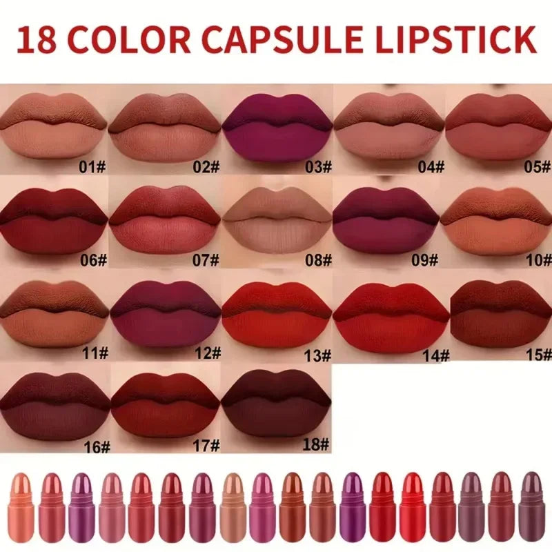 18 Mini Lipstick Matte Long-lasting Lip Gloss Combination Capsule