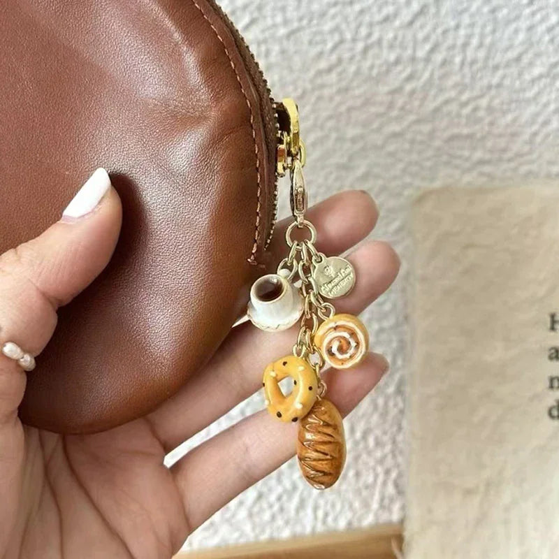 Novelty Doughnut Bread Coffee Themed Phone Charm Strap Lanyard Bag Zpaxo