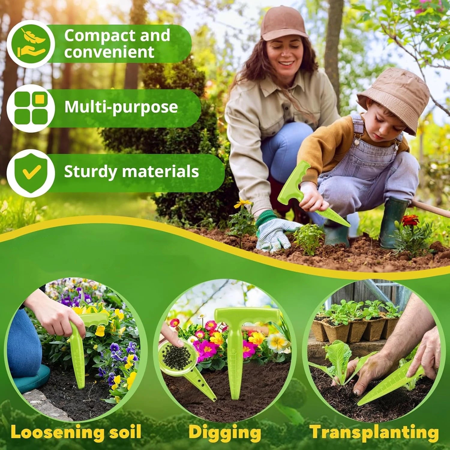 Ergonomic Garden Tool Set – Seed Planter & Dibber Kit