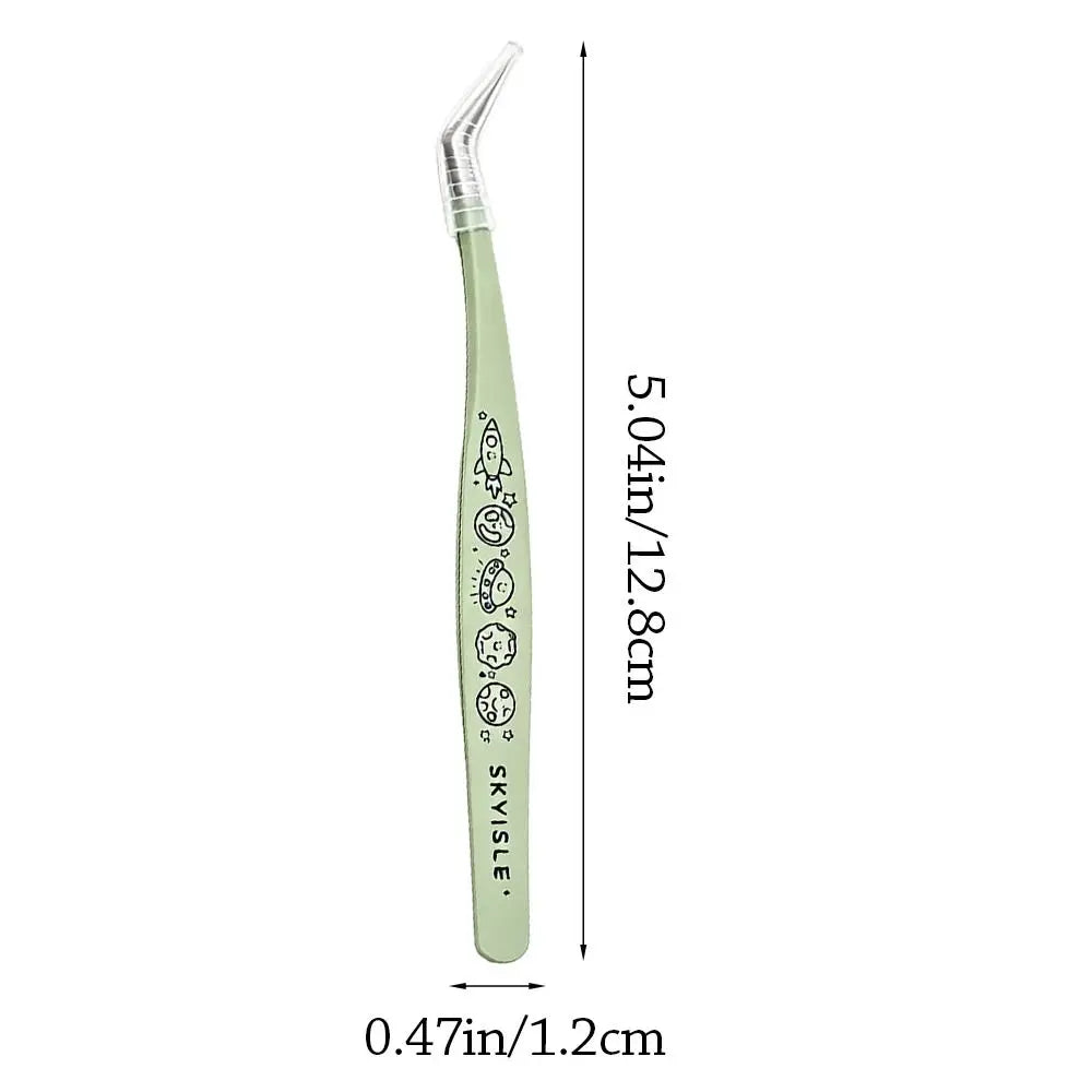 Stainless Steel Curved Stickers Tweezers Anti-static Cartoon Lashes Zpaxo