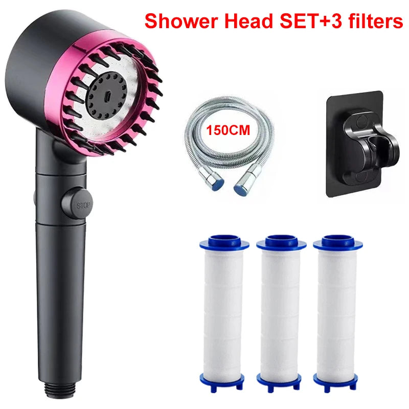 4 Modes Showerhead Pressure Shower Head Water Filtration Massage Zpaxo Purple Set A