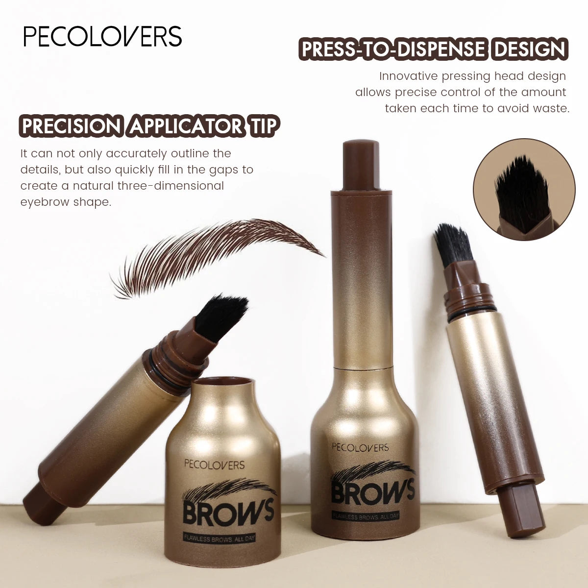 1PC Waterproof, Long-lasting, No Makeup Removal, 3D Three-dimensional, Press-type Eyebrow Pencil,Suitable for Daily Quick Makeup Zpaxo