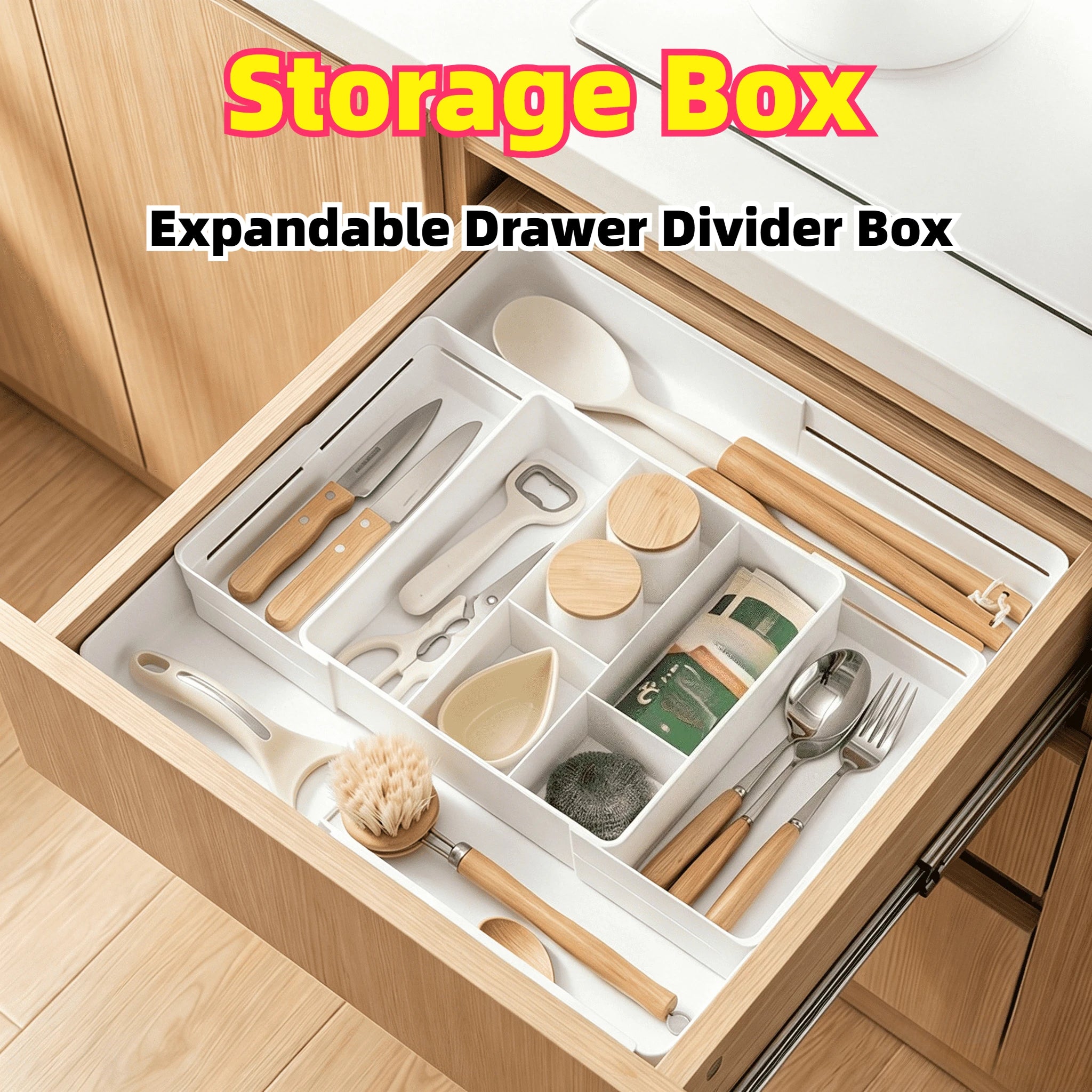 Expandable Drawer Organizers Desktop Cosmetic Organizer Stationery Organizer Adjustable for Kitchen Spoons Forks Knives Drawer Zpaxo