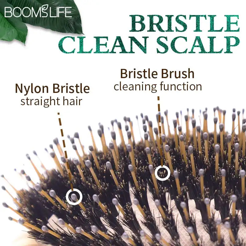 Boar Bristle Hair Brush Women Wood Bamboo HairBrush Professional Curly Airbag Scalp Brush Comb for Hair Beauty Care Salon Tools Zpaxo