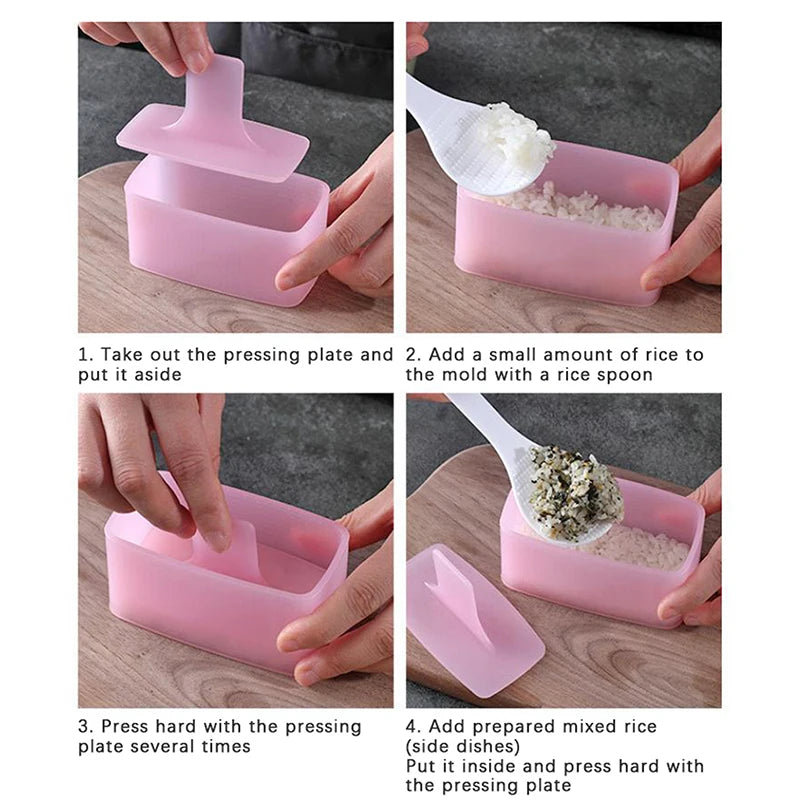 1Set DIY Sushi Mold Maker New Food Press Non Stick Rectangular Sushi Kit Japanese Tools Kitchen Bento Onigiri Rice Ball Set Zpaxo