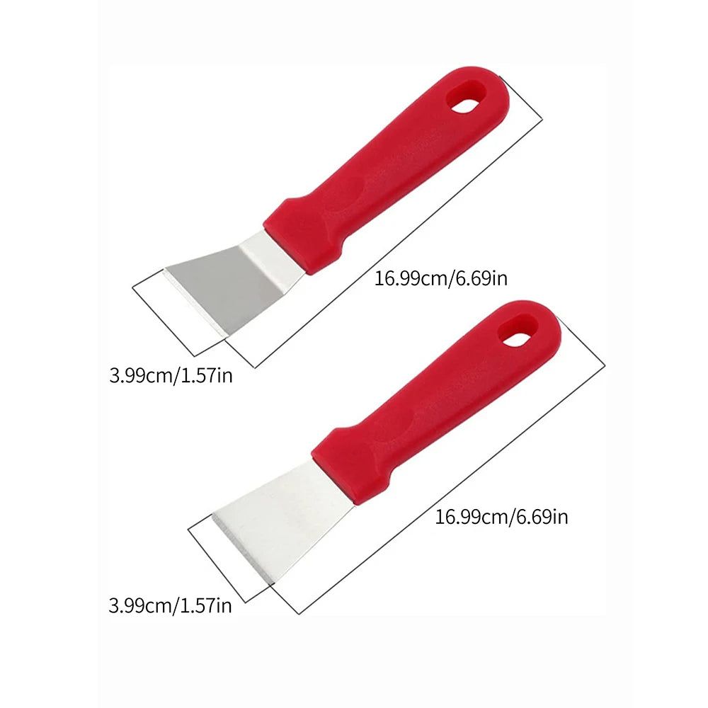 2Pcs Stainless Steel Ice Remover Tool Refrigerator Freezer Defrosting Shovel Multi-Functional Kitchen Cleaning Shovel Scraper Zpaxo 2Pcs Red