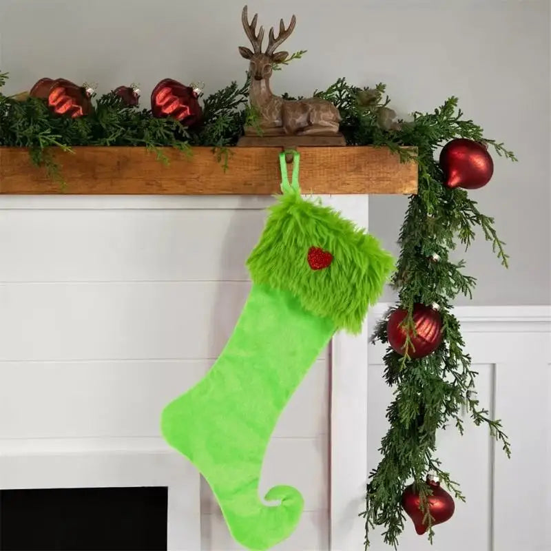 Large Christmas Stocking Fabric Hanging Sock Mantels Holiday Packaging