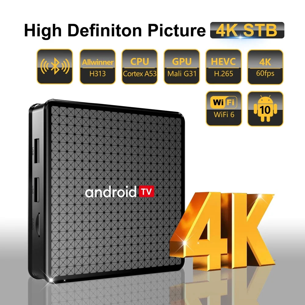 Wudung X5 TV Box AndroidTV Allwinner H313 4K HD Wifi HDR Portable Zpaxo