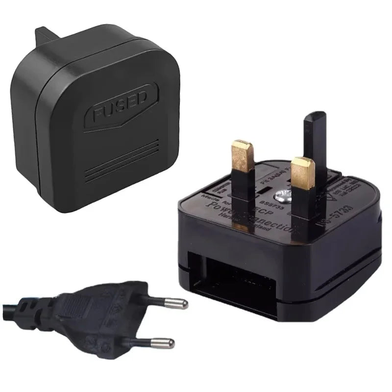 2 Pin EU To 3 Pin UK Plug Adapter With 3A/5A/13A Fuse UK British Electrical Travel Adapter Converter Socket AC Power Cord Outlet Zpaxo