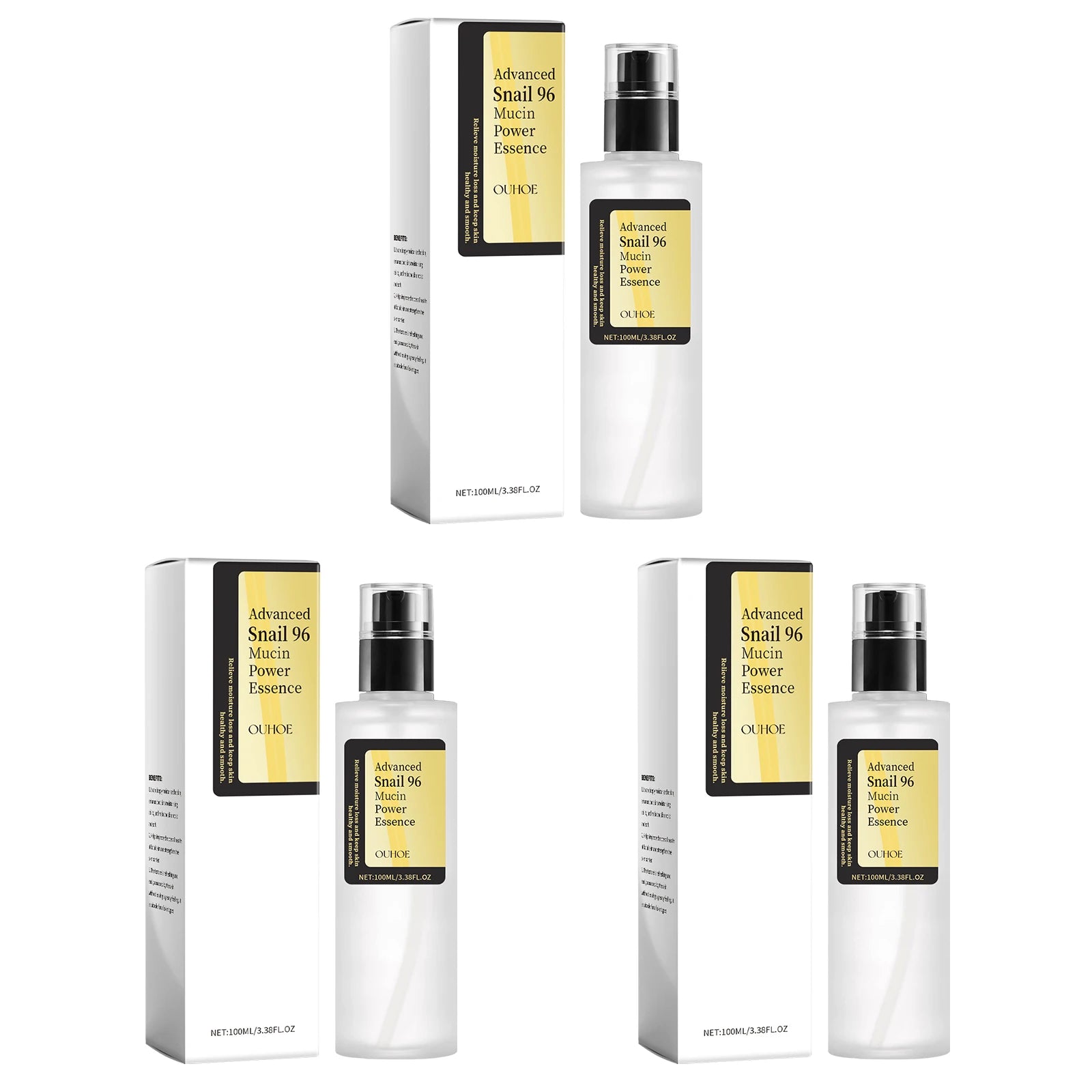Snail Mucin Essence 100ml Hydrating Booster Deep Moisture Revitalize Dull Skin Soothing Face Treatment Glow Essence for Dry Skin Zpaxo 3PCS