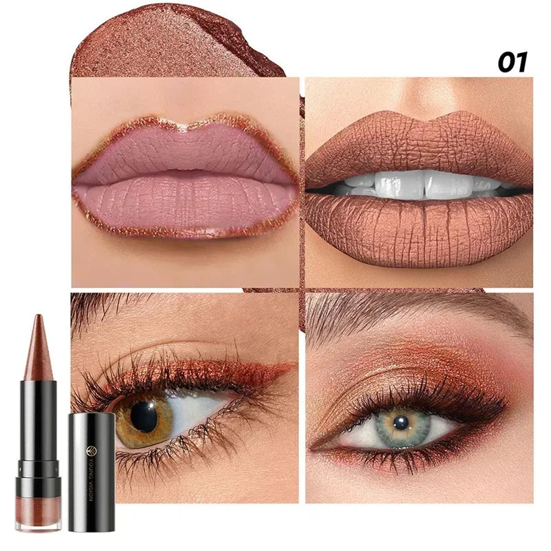 6 Color Tapered Lip Liner Pen Purple Pearlescent Lipstick Lipliner Lasting Waterproof Glitter Silkworm Eyeshadow Eyeliner Pen Zpaxo 01