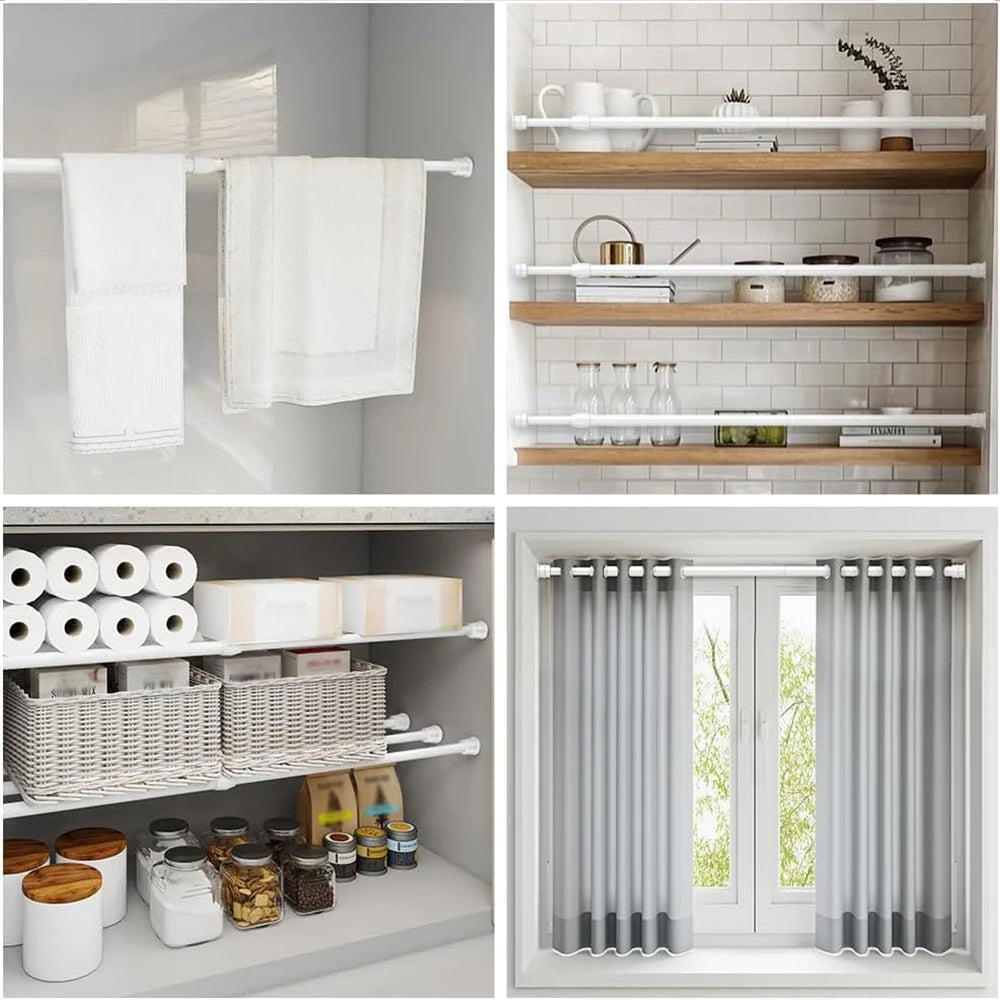 3Pcs Adjustable Tension Rods Extendable Wardrobe Rack Spring Curtain Rod for Bedroom Cupboard Organizer No Drilling Hanging Rods Zpaxo