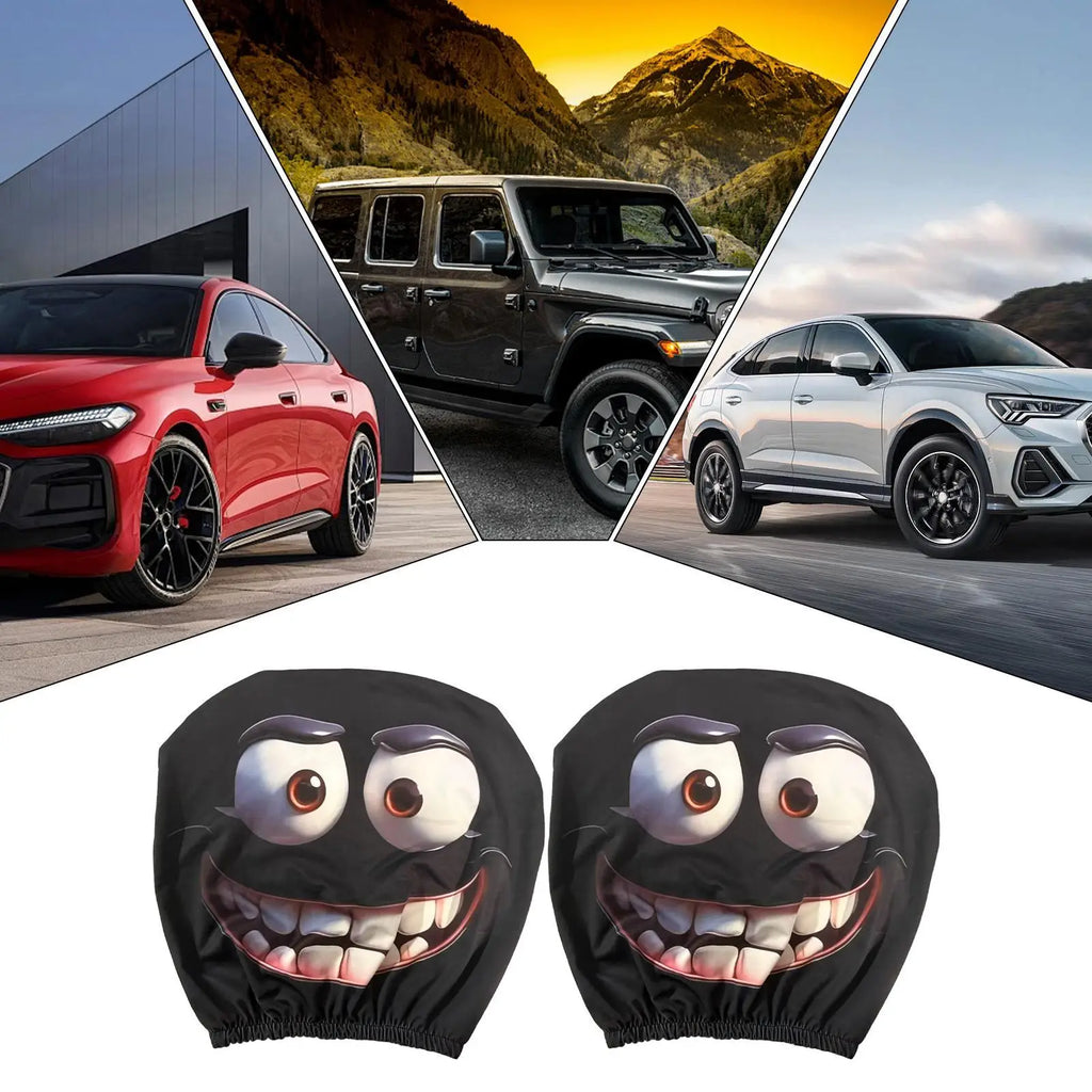 Funny Face Car Headrest Covers Auto Seat Pillow Cases Interior