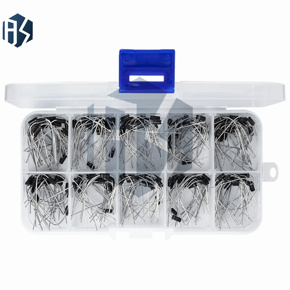 200Pcs 10 Types Rectifier Diode Kit 1N4001-1N4007 1N5817-1N5819 with Storage Box Zpaxo