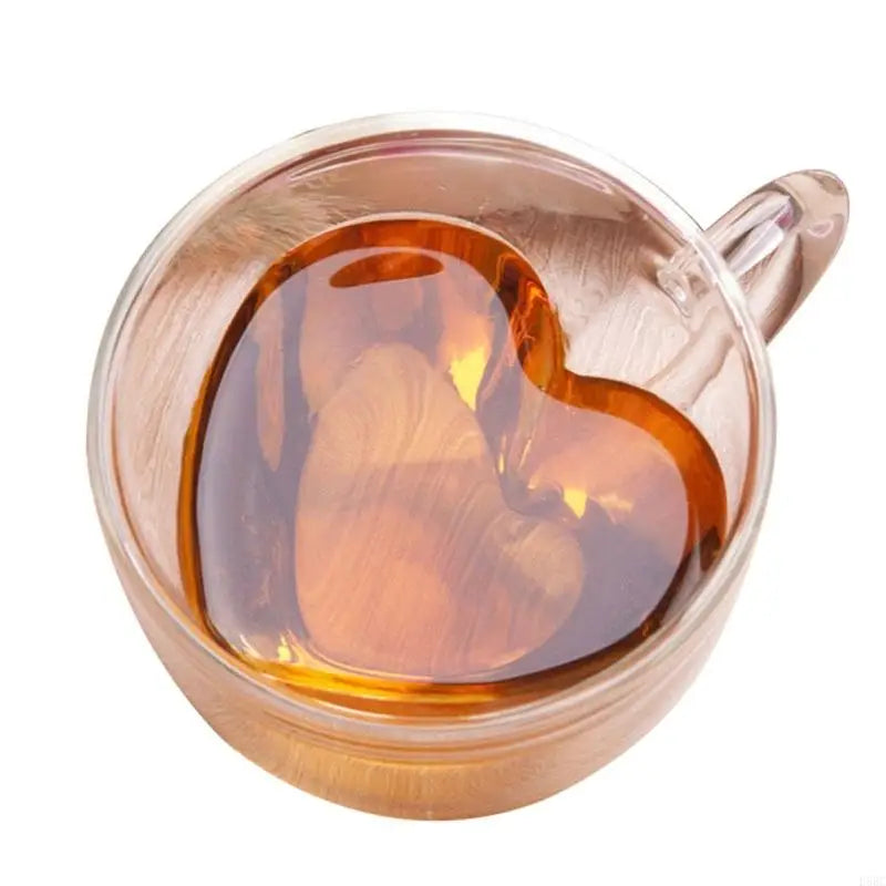 Heat Resistant Heart Glass Cup Double Layer Insulation Coffee Mug For Hot Beverages Kitchen Dining Essential Zpaxo 240ml CN