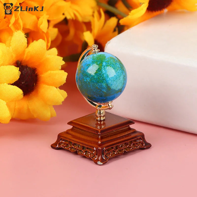 ▶1PCS Mini Metal 1:12 Vintage Blue World Globe Miniature Dollhouse Furniture Zpaxo
