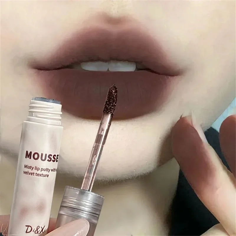 Matte Black Lipstick Waterproof Mousse Lip Mud Nude Brown Gothic