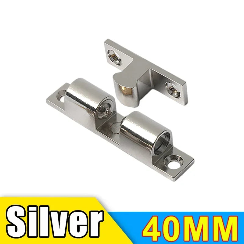 Wholesale Furniture Door Ball Latch Brass Double Roller Spring Ball Catch Latches Cabinet Closet Door Adjustable Tension Latch Zpaxo Silver-40MM 1PC