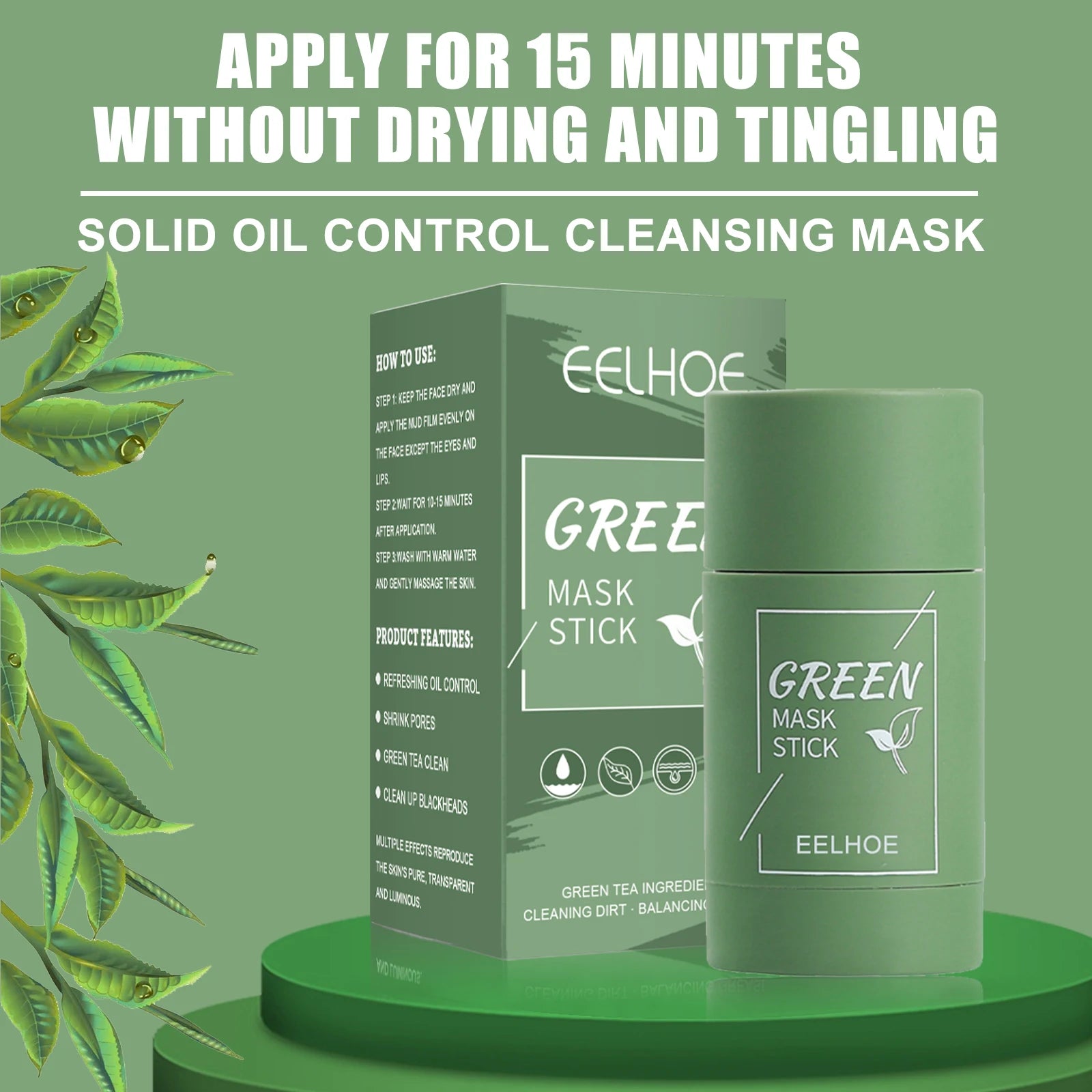 Eelhoe Green Tea Solid Face Mask – Pore Minimizer & Blackhead Solid Cleansing Mask Zpaxo