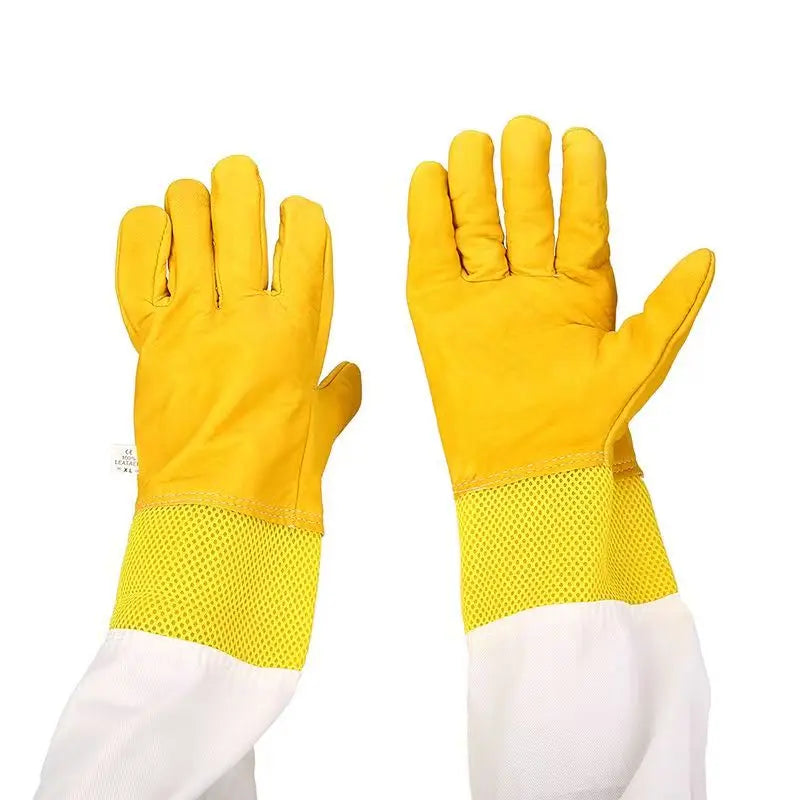 Beekeeper Protective Gloves Anti Bee Breathable Goatskin Yellow