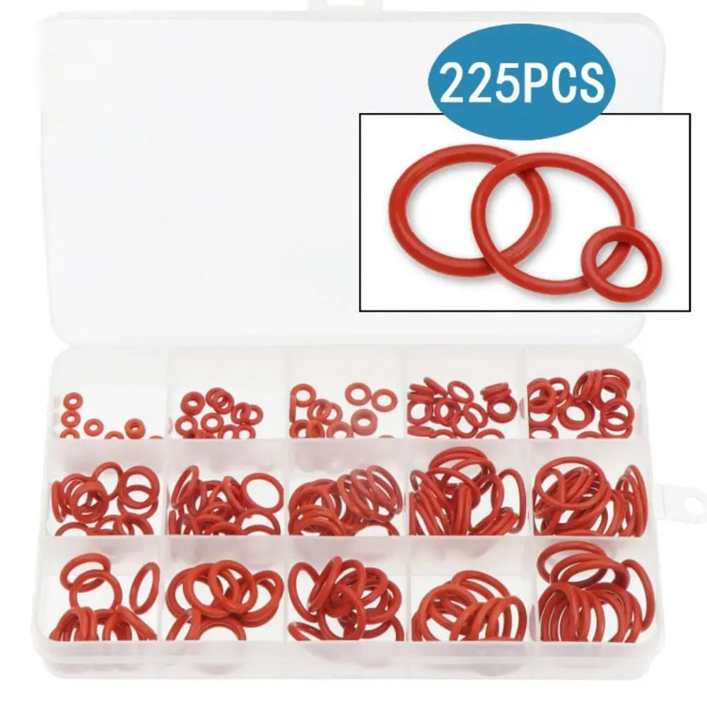 225 Pieces Silicone Rubber O-Ring Assortment Kit 15 Sizes Silicone Material Metric Sealing Gasket Set Rubber Washer High Quality Zpaxo