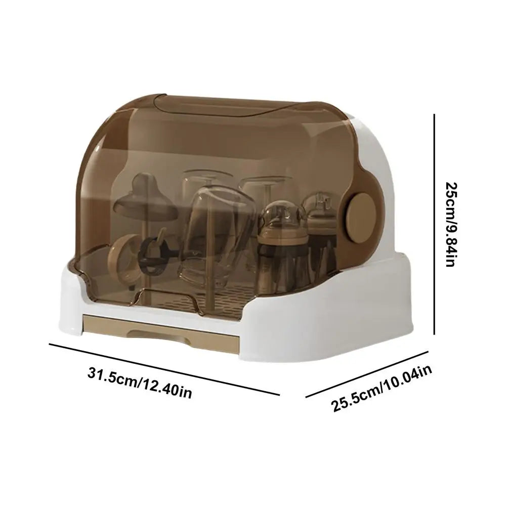 Baby Feeding Bottle Drain Rack Dustproof Storage Removable Drip Tray