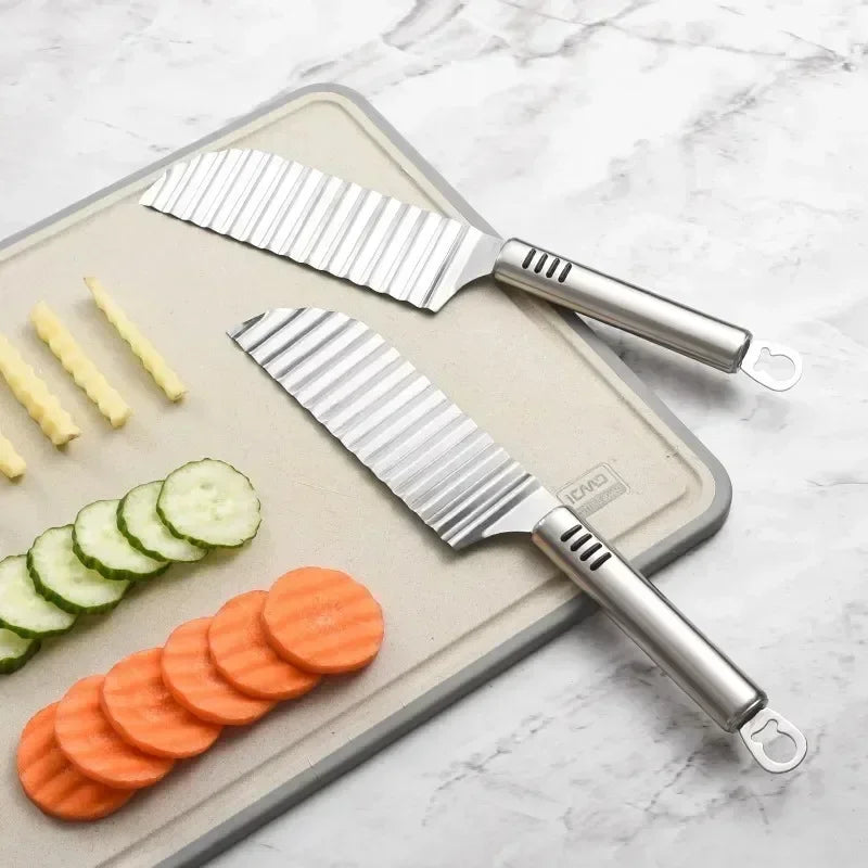 2026 New Potato Chip Slicer Dough Vegetable Fruit Crinkle Wavy Slicer Knife Potato Cutter Chopper French Fry Maker Tools Zpaxo