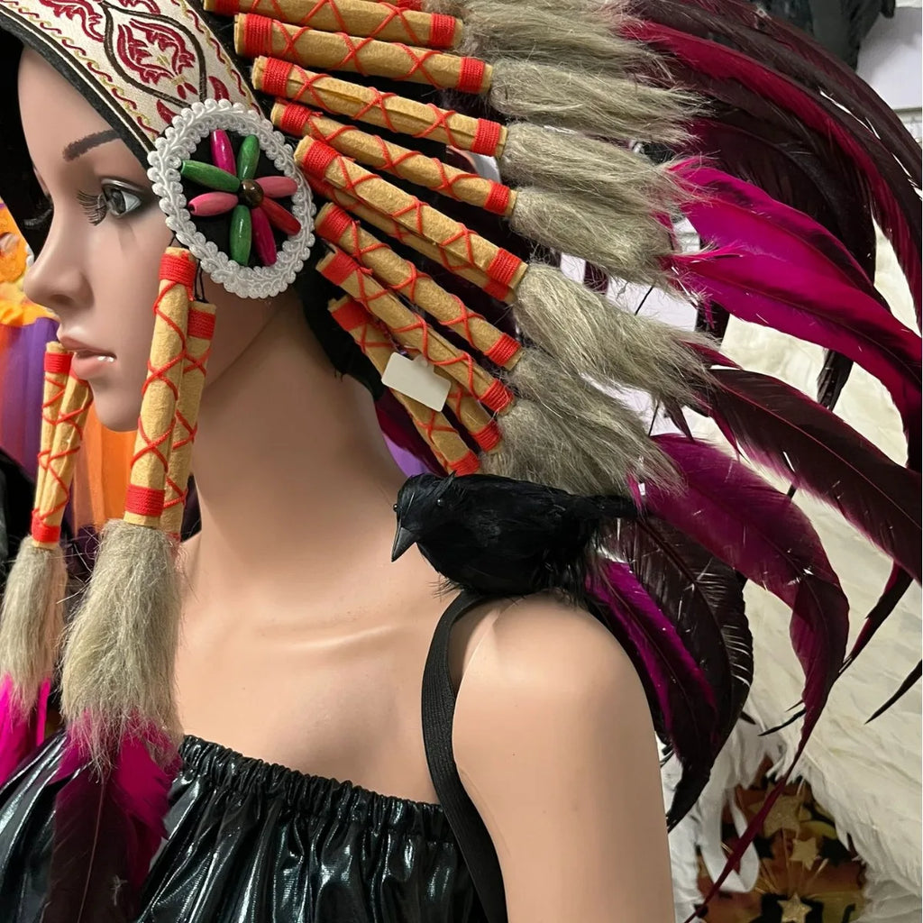 Halloween Exaggerated Forest Crow Headband Creative Feather Black